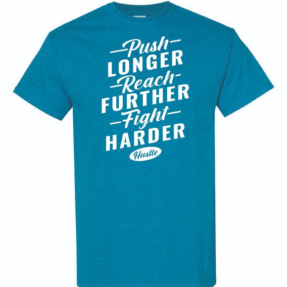 Mens Short Sleeve T-shirt -  Reach Further - Antique Sapphire - Picture 1 of 2